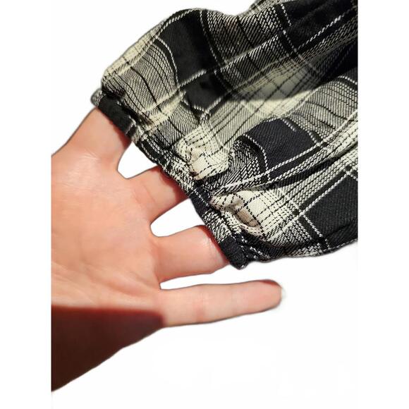 Knox Rose Button Front Shirt Dress Womens Medium Black Plaid Long Sleeve Smocked - Picture 6 of 7